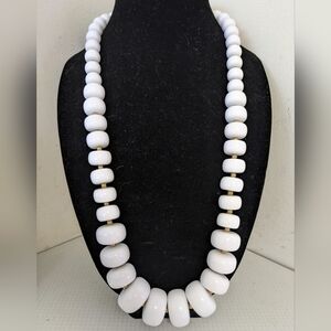 VTG SIGNED KJL Kenneth J. Lane CHUNKY WHITE BEADED NECKLACE